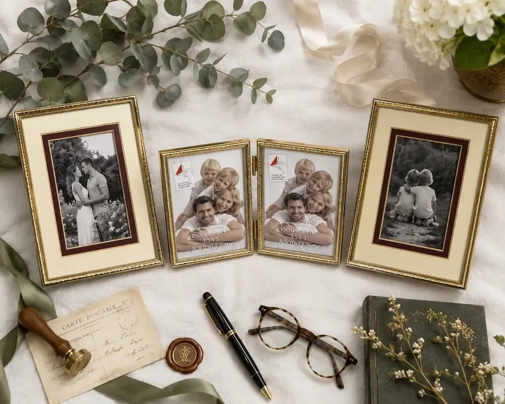 Vintage Gold Picture Frame Set Classic Brass Style Home Decor